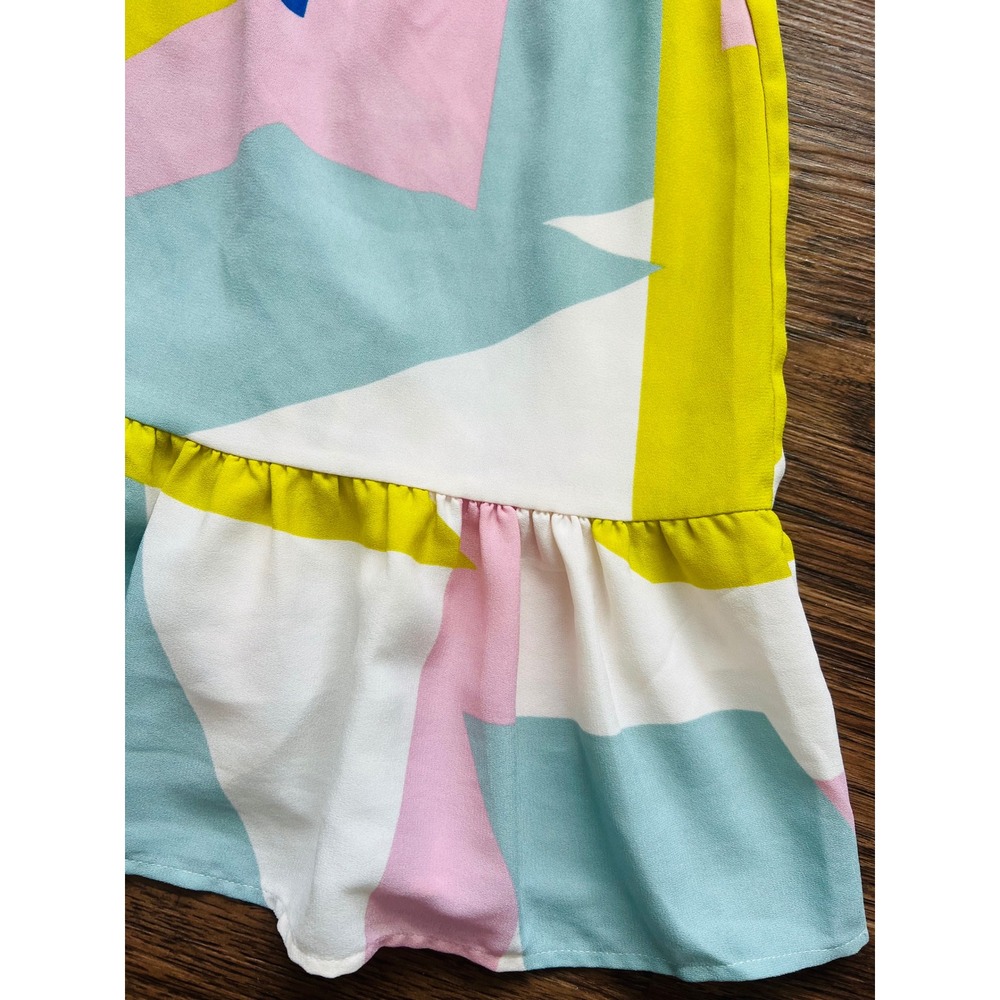 ModCloth Womens Abstract Geometric Print Ruffle Mini Dress Multi-Color Size L - Picture 3 of 7